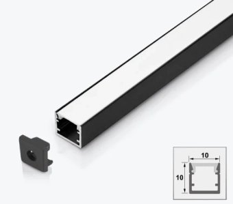 Накладной LED профиль PL-1010-BL 3m черный 10*10mm алюминий PANLIGHT