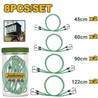 Набор из 8шт резиновых жгутов в нейлоновой оплетке L=45/60/90/122см; JDLRP2T08 Jadever