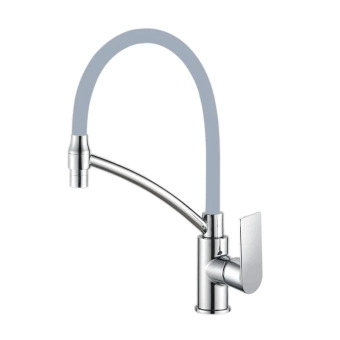 Смеситель для кухни с серым гибким изливом CRON-013 LUX