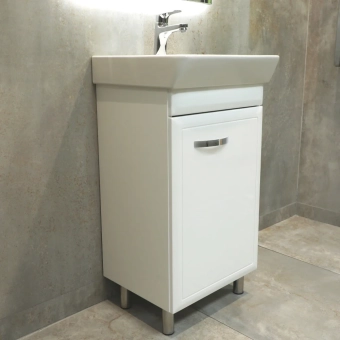 Шкаф напольный Allure белый матовый под умывальник Neon 450 Bayro