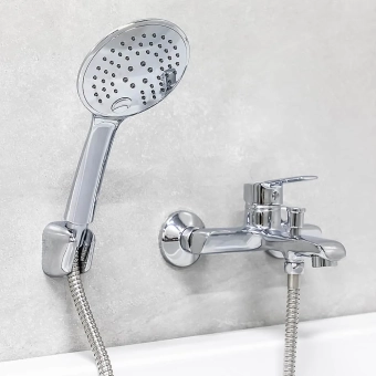 Смеситель для ванны с гарнитурой для душа - MAT│ECO Серия ECRU - однорычажный, хром