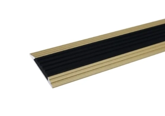 P1, Алюминиевый противоскользящий профиль плоский 3 м, Золотой матовый