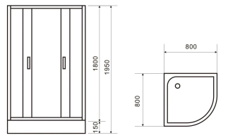 Душевая кабина  BS1001/80B MOSAIC 80*80*195 см поддон H14 см