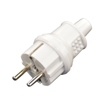 Вилка CT005 2P+E 16А белая прямая 1000kW