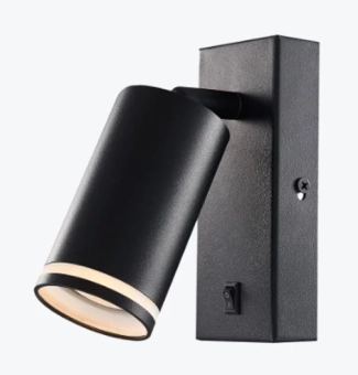 Бра GU10 круглый черный с выключателем 55x100mm PL-23024B
