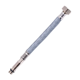 Шланг ПВХ в металлической оплетке (inox) для смесителя M10*1*F1/2"; 60см; L34