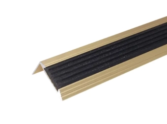 P6, Алюминиевый угол с противоскользящей резиновой вставкой 3 м, Золотой матовый