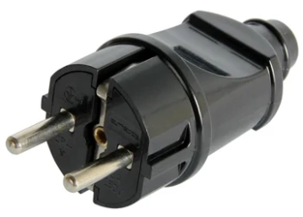 Вилка бытовая e.plug.straight.004.16, c з/к, 16А прямая черная E.NEXT