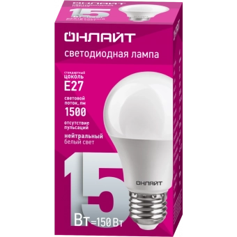 Лампа светодиодная OLL LED 15W E27 4000K A60 Bulb Onlait 61150