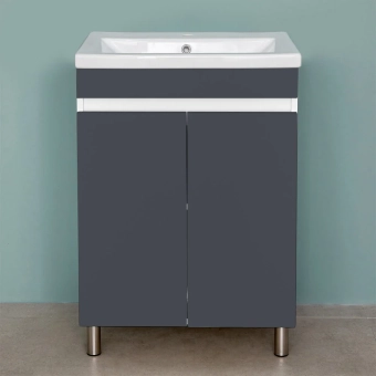 Шкаф напольный Trend Duo антрацит матовый под умывальник Como 600
