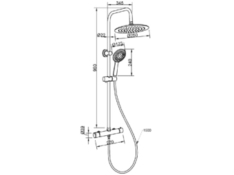 Душевая система Invena Musta , черная, с термостатом