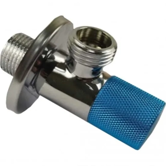 Кран под раковину круглая ручка, синий - 80 мм