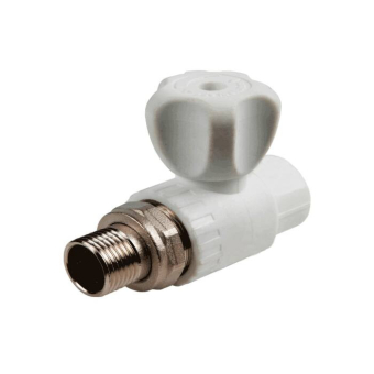 Кран PP-R шаровой наружная резьба Ø20х1/2" прямой для радиатора, белый, RTP