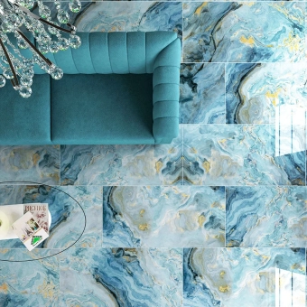 Плитка керамогранит Hypnos 60*120 см глянцевая, синий, оникс
