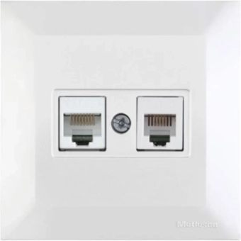 Розетка компьютерная и телефонная белая CANDELA Mutlusan