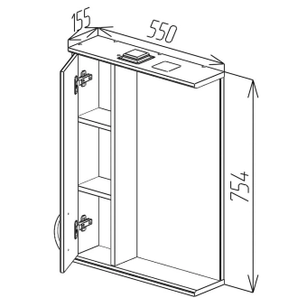 Шкаф-зеркало для ванной Bayro Allure 550x750мм Левое открывание; Белый мат