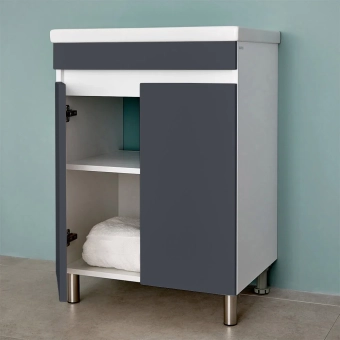 Шкаф напольный Trend Duo антрацит матовый под умывальник Como 600