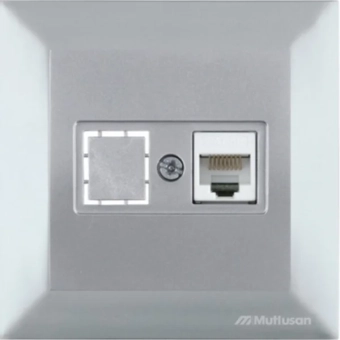 Розетка компьютерная серая CANDELA Mutlusan