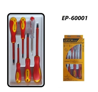 Набор отверток для электротехнических работ, 5 (+/-) + Индикатор, EP-60001, Epica Star