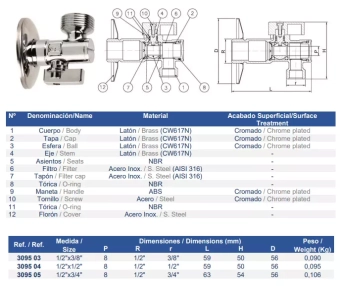 Кран 1/2"x1/2" с фильтром Genebre