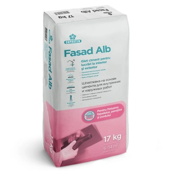 Шпатлевка на основе цемента Fasad Белая 17кг SUP