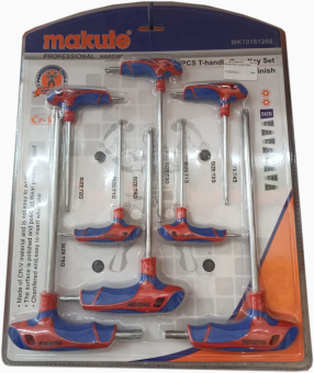 Профессиональный наор ключей Torx с пластиковой "Т" образной рукояткой 8шт, Makute