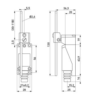Выключатель концевой e.limitswitch.02 рычаг регулированый по длинне