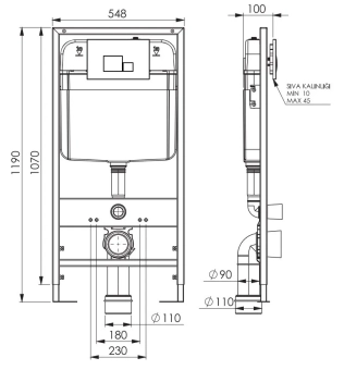 Инсталяции скрытые + глянцевая белая кнопка "NKP" Турция