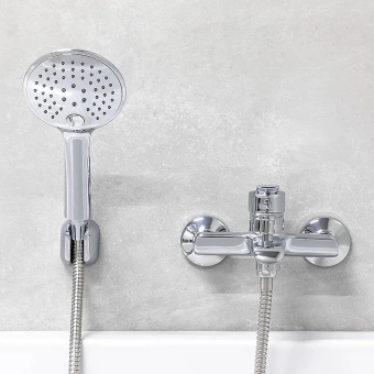 Смеситель для ванны с гарнитурой для душа - MAT│ECO Серия ECRU - однорычажный, хром