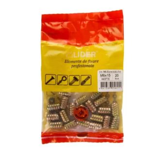Муфта мебельная врезная резьбовая "LIDER" M8*17 (20шт) желтая оцинкованная DIN7965