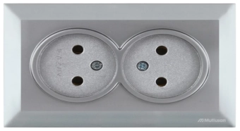 Розетка 2P двойная серебро Mutlusan CANDELA
