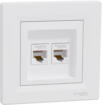 Розетка RJ45 двойная белая Schneider ASFORA