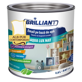 Эмаль акриловая матовая Aqua Lux Matt pure white contemporary 0.6л Brilliant