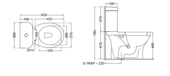 Унитаз напольный MDB-1-S-PP P-TRAP no Rim + capac Proplast