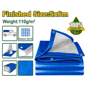 Тент легкий, плетеный полиэтиленовый, водонепроницаемый 5*6м 110гр/м²; JDTQ1856 Jadever