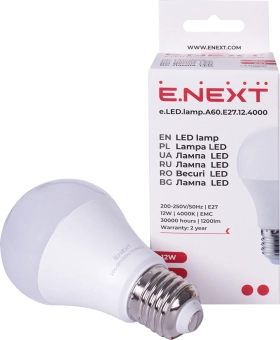 Лампа светодиодная LED A60 E27 12Вт 4000К E.NEXT