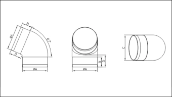 Колено соединительное вентиляционное круглое D/KO Ø100/67°, ABS, белый
