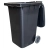 Пластиковый контейнер с крышкой и резиновыми колесами, 240 л, черный. Пластиковый контейнер с крышкой и резиновыми колесами, 240 л, черный.