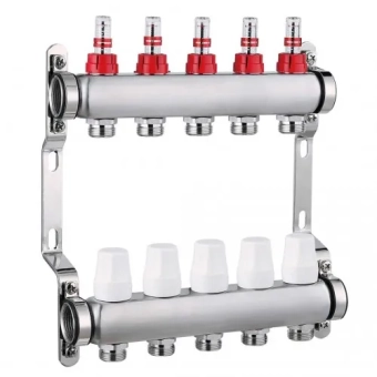 Коллектор в сборе из нержавеющей стали, 5-ходовой, с расходомером, HYDRO-S, 1"x3/4"x16"