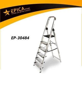 Алюминиевая бытовая лестница-стремянка на 6 ступеней, с площадкой, EP-30484, Epica Star