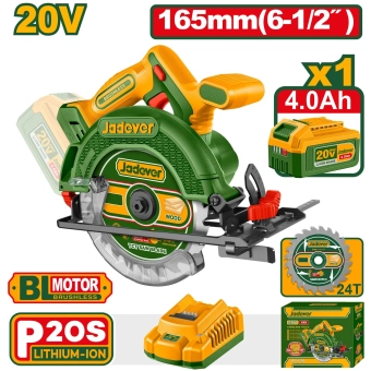 Аккумуляторная циркулярная пила  20V 165 мм  JDLWP5525  Jadever