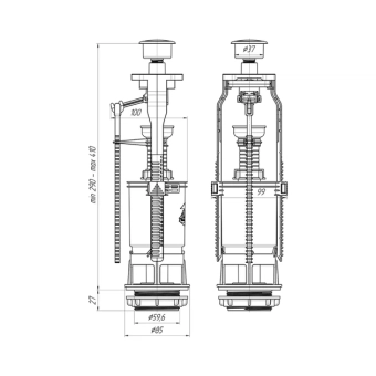 Арматура спускная металлизированная кнопка. Эконом. Aniplast 'WC7030MEU'