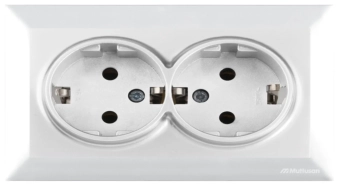 Розетка двойная 2P+E 16A белая CANDELA Mutlusan