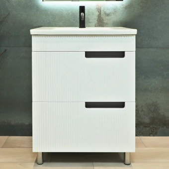 Шкаф напольный Positano белый матовый под умывальник Argo 600 Bayro