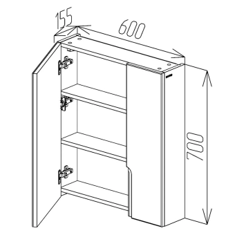 Шкаф-зеркало для ванной Bayro Sorento 600x700 белый мат