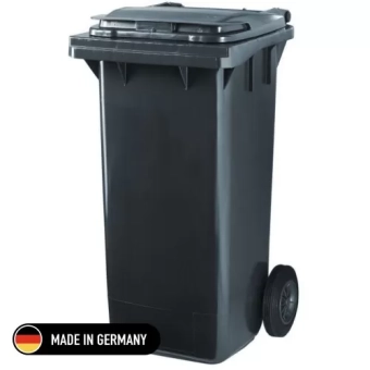 Контейнер для вывоза мусора 120L, колеса каучук, черный Germany (HDPE)