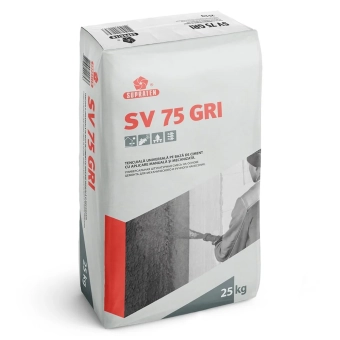 Штукатурная цементная смесь SV-75, цвет - серый, влагостойкая, 25кг/меш, Supraten