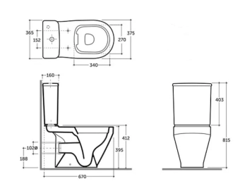 Унитаз белый Bari R slim ML 2-mode 1c Keramin