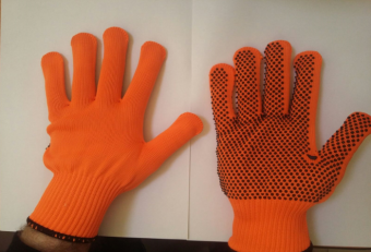 Перчатки защитные трикотажные с антискользящим покрытием оранжевые