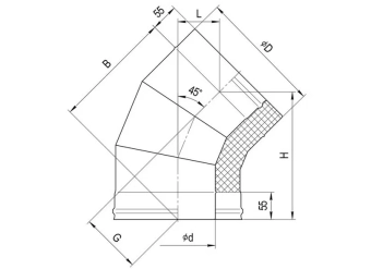 Колено дымохода на 135° Сэндвич (сталь ASI-430/0.5mm+нержавейка) Ø115/210 FERRUM